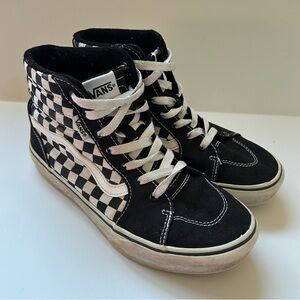 Big Kid Size 5 Vans Sk8-Hi Top B&W Checkerboard Sneakers